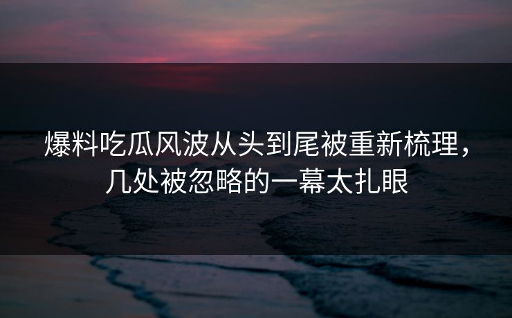 爆料吃瓜风波从头到尾被重新梳理，几处被忽略的一幕太扎眼